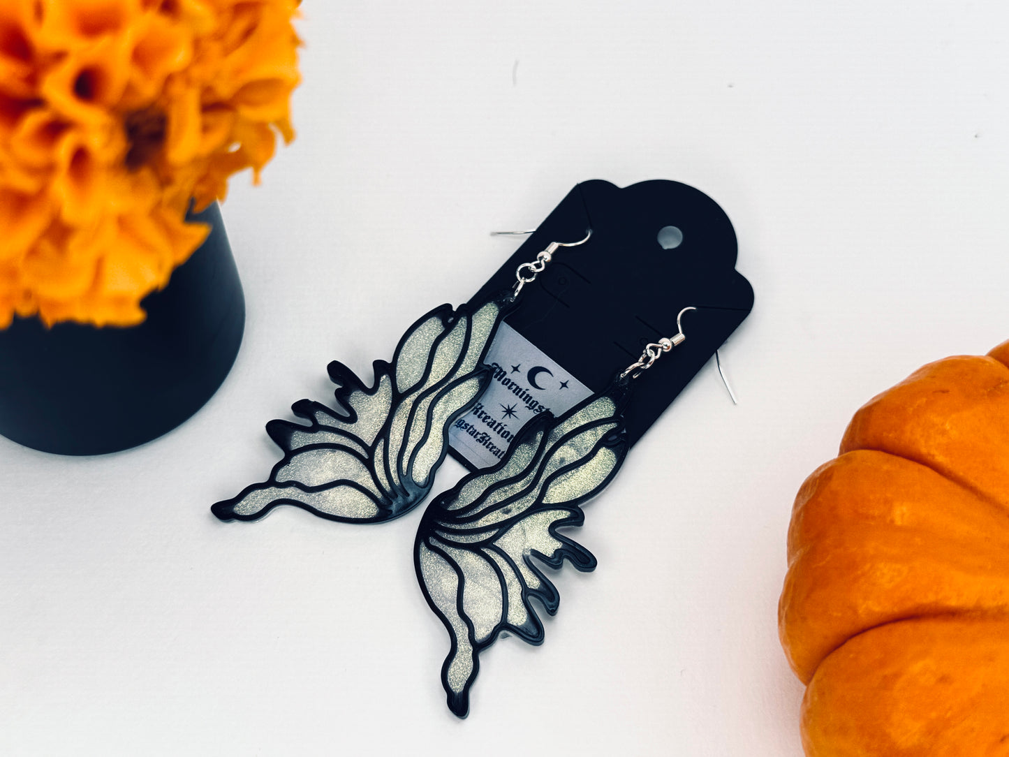 Celestial Veil Goddess Fairy Wings Resin Earrings