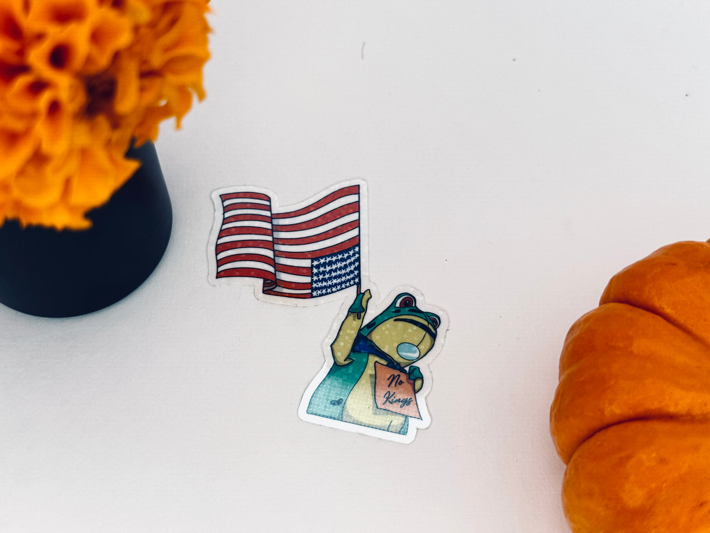 Freedom Frog Drawing Transparent Holographic Permanent Vinyl Sticker