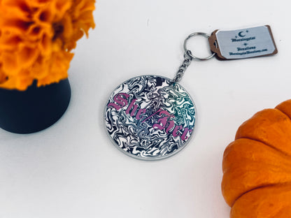 Holographic Circle Pronoun Acrylic Keychain