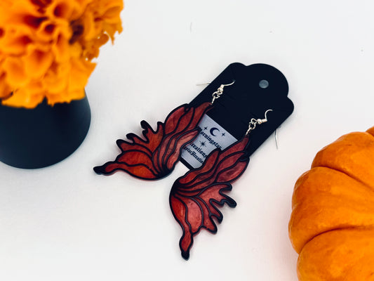 Molten Flame Fire Goddess Fairy Wings Resin Earrings