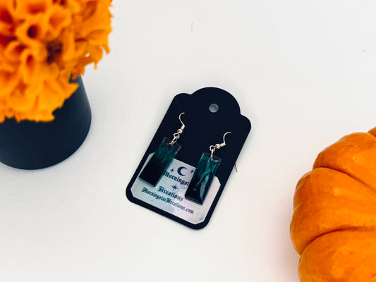 Midnight Emerald Eclipse Resin Earrings