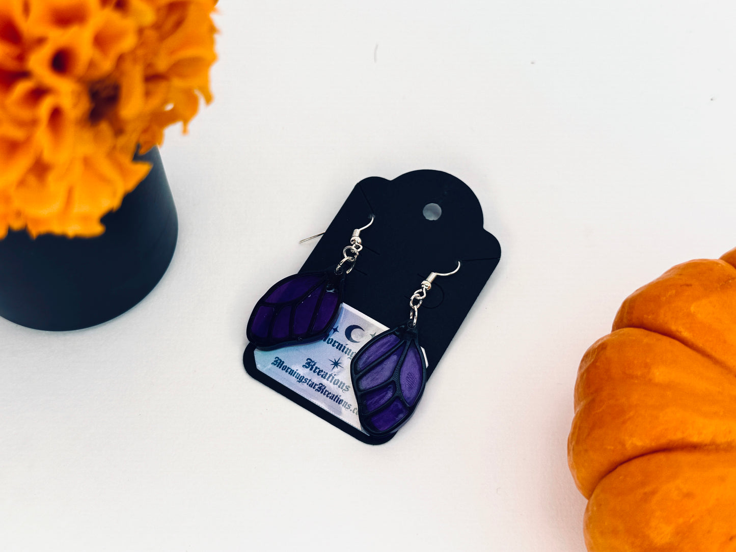 Enchanted Violet Fairy Wings Resin Earrings