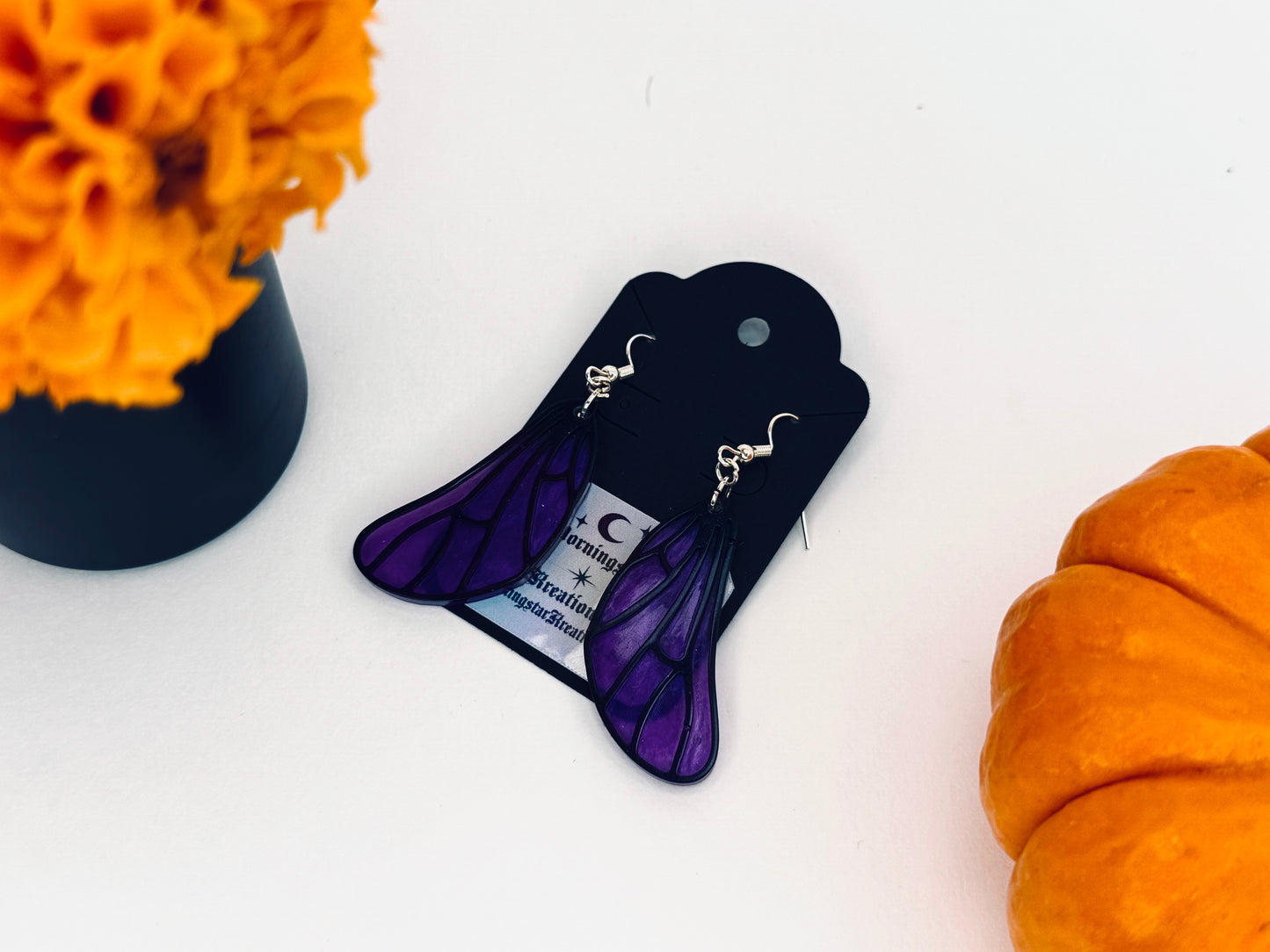 Enchanted Violet Fairy Wings Resin Earrings