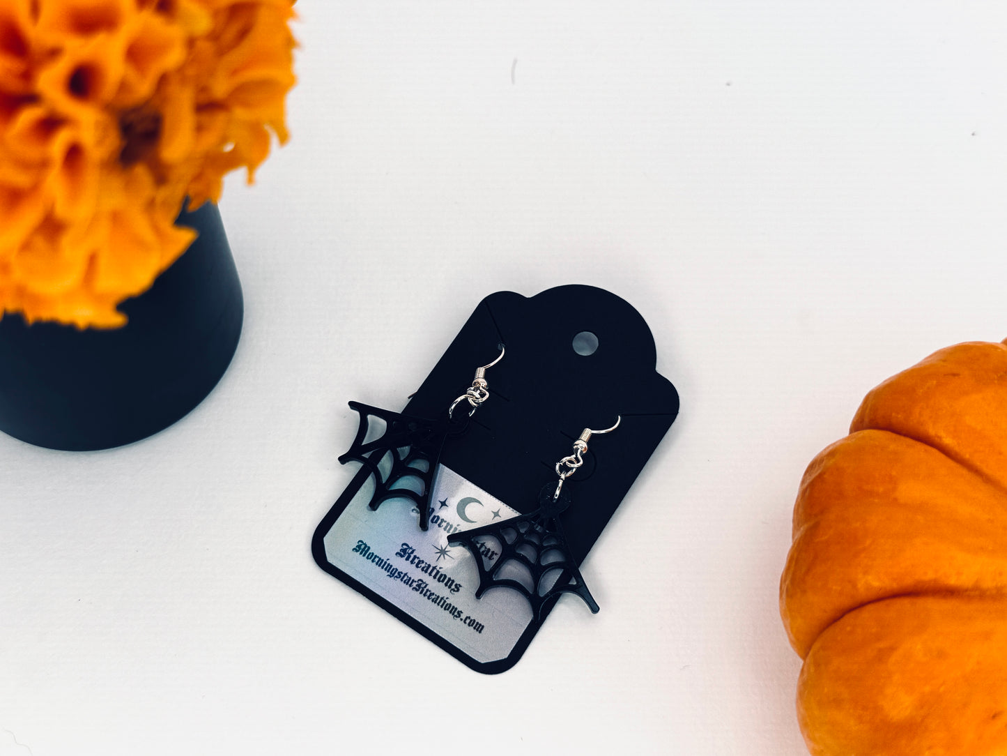 Midnight Web Spider Web Resin Earrings