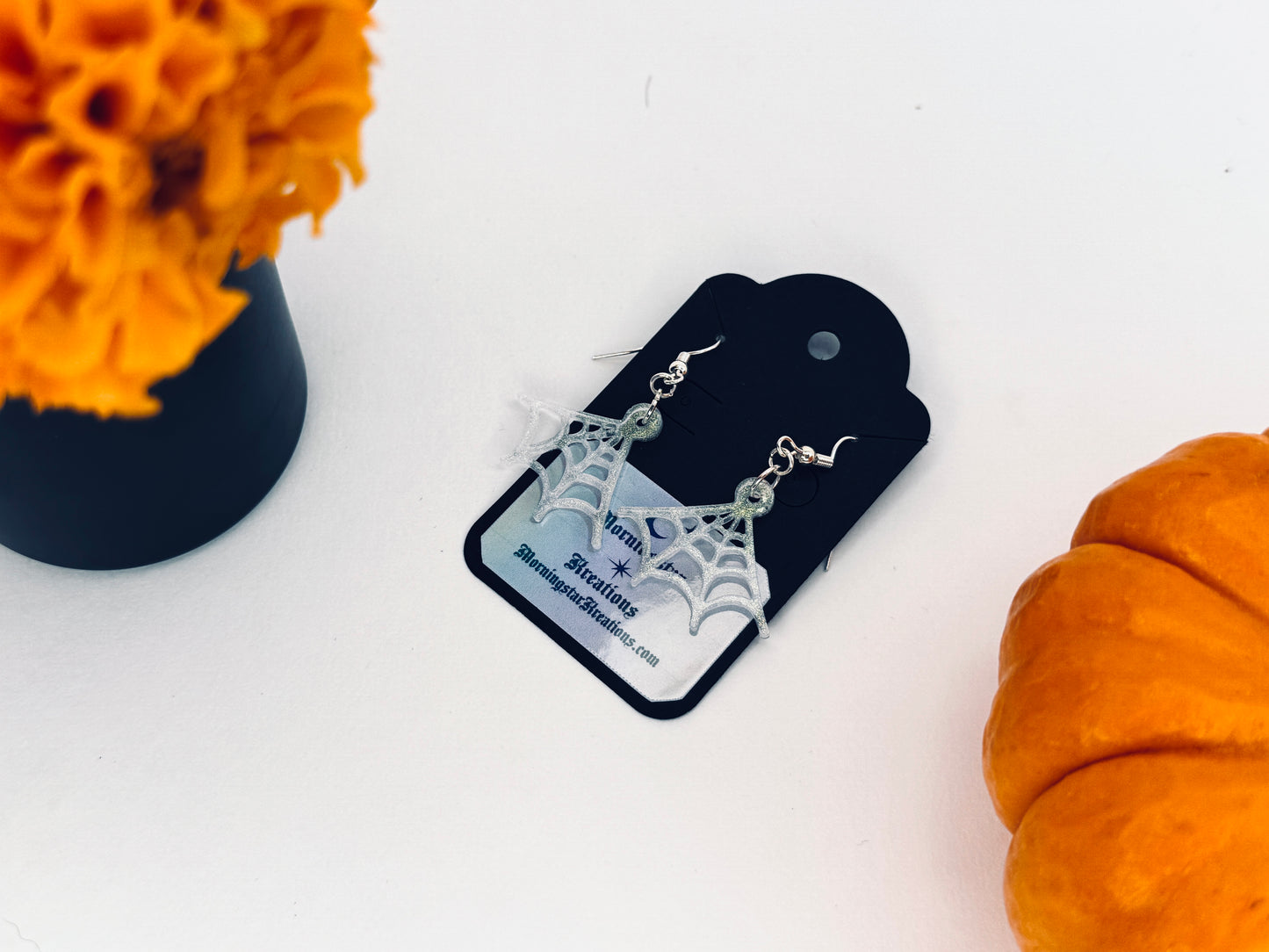 Moonlit Spider Web Resin Earrings