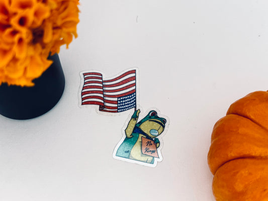 Freedom Frog Drawing Transparent Holographic Permanent Vinyl Sticker